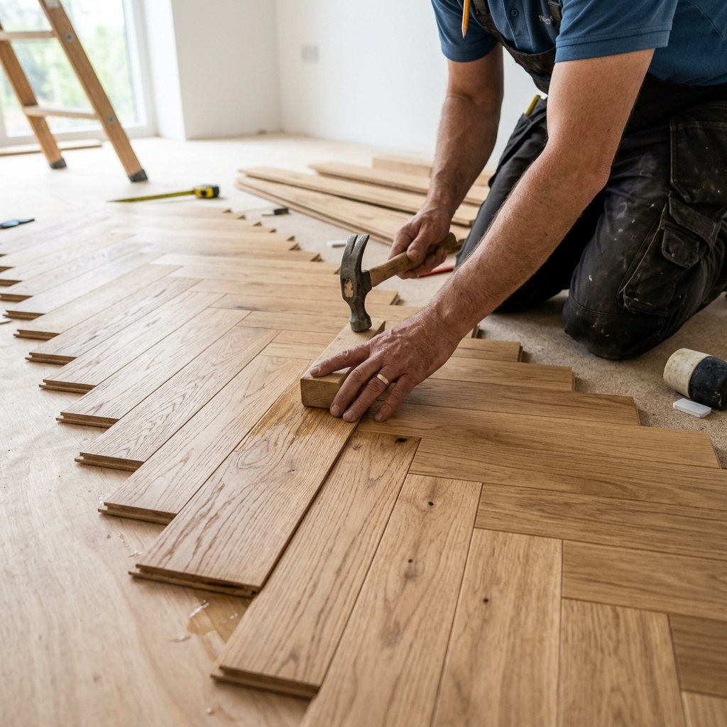 Luxury oak hardwood floor boards layout